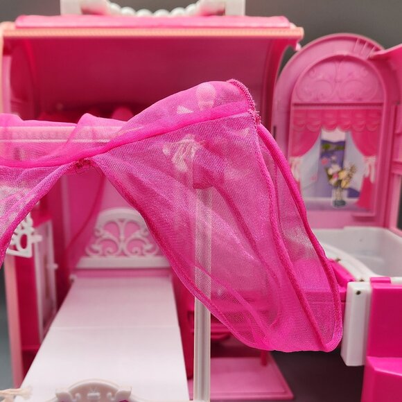 Vintage 1998 Barbie Dream House Foldable Playset Pink Castle Mattel - Picture 7 of 13